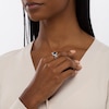 Pear-Shaped Blue and White Lab-Created Sapphire Frame Ring in Sterling Silver