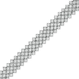 White Lab-Created Sapphire Multi-Line Bracelet in Sterling Silver - 7.25"