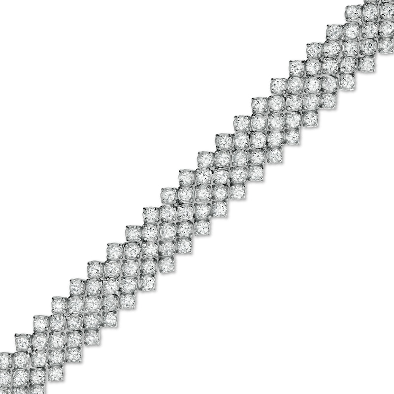 White Lab-Created Sapphire Multi-Line Bracelet in Sterling Silver - 7.25"|Peoples Jewellers