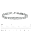 Thumbnail Image 3 of 5.0mm White Lab-Created Sapphire and 0.04 CT. T.W. Diamond Oval Frame Line Bracelet in Sterling Silver - 7.5"