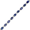 Thumbnail Image 1 of Oval Blue and White Lab-Created Sapphire Alternating Line Bracelet in Sterling Silver - 7.25"