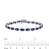 Thumbnail Image 3 of Oval Blue and White Lab-Created Sapphire Alternating Line Bracelet in Sterling Silver - 7.25"