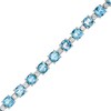 Swiss Blue Topaz and White Lab-Created Sapphire Alternating Line Bracelet in Sterling Silver - 7.25"