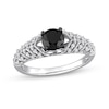 Thumbnail Image 0 of 0.84 CT. T.W. Black Enhanced and White Diamond Chevron Engagement Ring in 14K White Gold