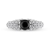 Thumbnail Image 3 of 0.84 CT. T.W. Black Enhanced and White Diamond Chevron Engagement Ring in 14K White Gold