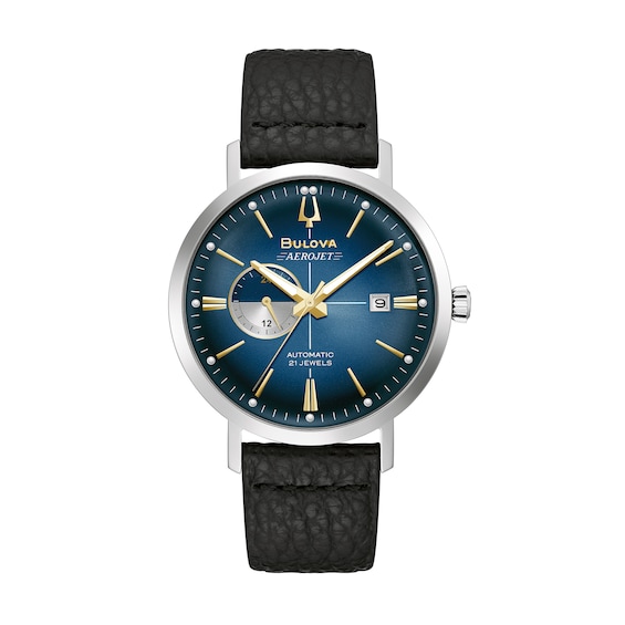 Men's Bulova Aerojet Automatic Strap Watch with Blue Dial (Model: 96B374)