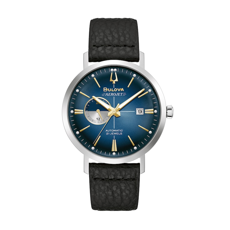 Men's Bulova Aerojet Automatic Strap Watch with Blue Dial (Model: 96B374)