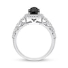 Thumbnail Image 5 of 1.13 CT. T.W. Cushion-Shaped Black Enhanced and White Diamond Frame Vintage-Style Engagement Ring in 14K White Gold