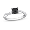 Thumbnail Image 1 of 1.15 CT. T.W. Black Enhanced and White Diamond Twist Shank Engagement Ring in 14K White Gold