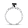 Thumbnail Image 5 of 1.15 CT. T.W. Black Enhanced and White Diamond Twist Shank Engagement Ring in 14K White Gold