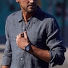 Men's Citizen Eco-Drive® Sport Luxury Gunmetal Grey Chronograph Watch with Blue Dial (Model: BL5607-54L)