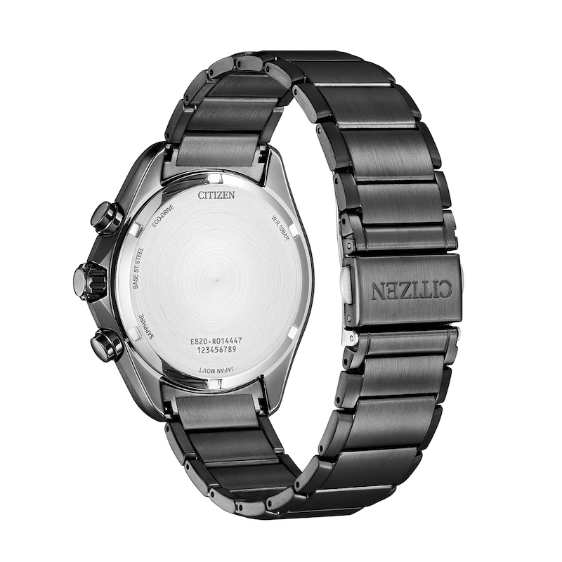 Men's Citizen Eco-Drive® Sport Luxury Gunmetal Grey Chronograph Watch with Blue Dial (Model: BL5607-54L)