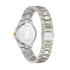 Ladies' Citizen Eco-Drive® Silhouette Crystal Accent Two-Tone Watch with Blue Dial (Model: FE1234-50L)