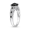 1.12 CT. T.W. Black Enhanced and White Cushion-Shaped Diamond Twist Shank Engagement Ring in 14K White Gold