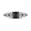 1.12 CT. T.W. Black Enhanced and White Cushion-Shaped Diamond Twist Shank Engagement Ring in 14K White Gold