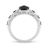 1.12 CT. T.W. Black Enhanced and White Cushion-Shaped Diamond Twist Shank Engagement Ring in 14K White Gold