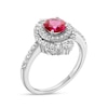 Thumbnail Image 2 of 6.0mm Lab-Created Ruby and White Lab-Created Sapphire Double Crown Frame Ring in Sterling Silver