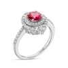 Thumbnail Image 2 of 6.0mm Lab-Created Ruby and White Lab-Created Sapphire Double Crown Frame Ring in Sterling Silver