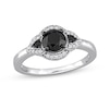 Thumbnail Image 0 of 1.14 CT. T.W. Black Enhanced and White Diamond Frame Three Stone Engagement Ring in 14K White Gold