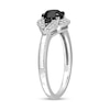 Thumbnail Image 2 of 1.14 CT. T.W. Black Enhanced and White Diamond Frame Three Stone Engagement Ring in 14K White Gold