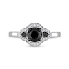 Thumbnail Image 3 of 1.14 CT. T.W. Black Enhanced and White Diamond Frame Three Stone Engagement Ring in 14K White Gold