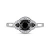 Thumbnail Image 3 of 1.14 CT. T.W. Black Enhanced and White Diamond Frame Three Stone Engagement Ring in 14K White Gold