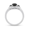 Thumbnail Image 4 of 1.14 CT. T.W. Black Enhanced and White Diamond Frame Three Stone Engagement Ring in 14K White Gold