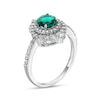 Thumbnail Image 2 of 6.0mm Lab-Created Emerald and White Lab-Created Sapphire Double Crown Frame Ring in Sterling Silver