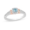 Thumbnail Image 0 of Enchanted Disney Elsa Swiss Blue Topaz and 0.145 CT. T.W. Diamond Ring in Sterling Silver and 10K Rose Gold