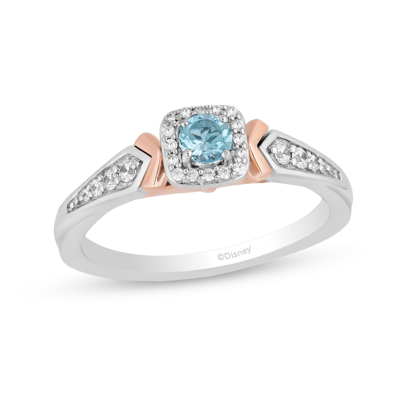 Enchanted Disney Elsa Swiss Blue Topaz and 0.145 CT. T.W. Diamond Ring in Sterling Silver and 10K Rose Gold|Peoples Jewellers