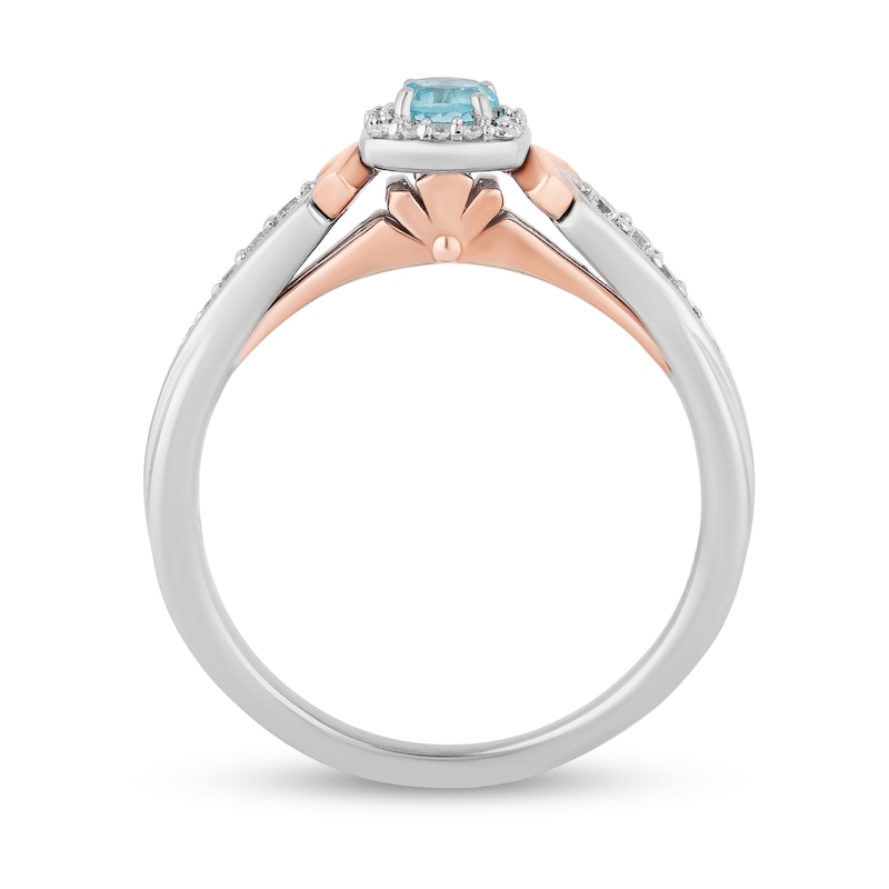 Enchanted Disney Elsa Swiss Blue Topaz and 0.145 CT. T.W. Diamond Ring in Sterling Silver and 10K Rose Gold
