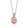 Enchanted Disney Aurora Morganite and 0.085 CT. T.W. Diamond Pendant in Black Sterling Silver and 10K Rose Gold