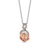 Thumbnail Image 0 of Enchanted Disney Aurora Morganite and 0.085 CT. T.W. Diamond Pendant in Black Sterling Silver and 10K Rose Gold