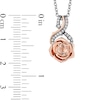 Enchanted Disney Aurora Morganite and 0.085 CT. T.W. Diamond Pendant in Black Sterling Silver and 10K Rose Gold