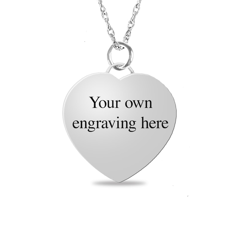 Main Image 2 of Engravable Your Own Handwriting Rope Frame Heart Pendant in Sterling Silver (1 Image and 2 Lines)
