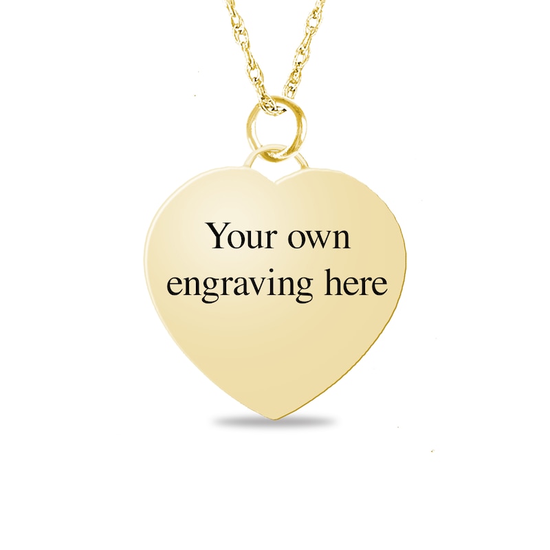 Main Image 2 of Engravable Your Own Handwriting Rope Frame Heart Pendant in 10K White, Yellow or Rose Gold (1 Image and 2 Lines)