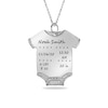 Thumbnail Image 1 of Engravable Birth Stats Baby Onesie Pendant in Sterling Silver (5-8 Lines)