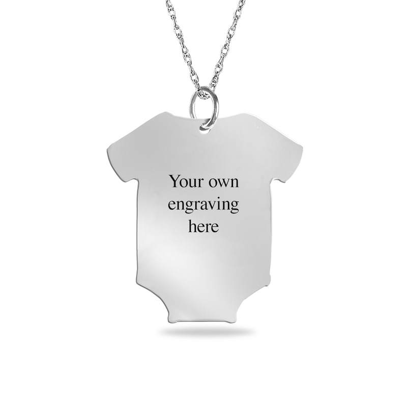 Main Image 2 of Engravable Birth Stats Baby Onesie Pendant in Sterling Silver (5-8 Lines)