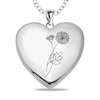 Thumbnail Image 0 of Birth Flower and Photo Heart Locket in Sterling Silver (1 Month, Line and 1-2 Images)