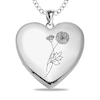 Thumbnail Image 1 of Birth Flower and Photo Heart Locket in Sterling Silver (1 Month, Line and 1-2 Images)