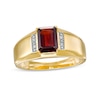 Thumbnail Image 0 of Men's Emerald-Cut Garnet and Diamond Accent Collar Ring in 10K Gold