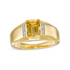 Thumbnail Image 0 of Men's Emerald-Cut Citrine and Diamond Accent Collar Ring in 10K Gold