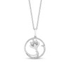 Enchanted Disney Elsa 0.18 CT. T.W. Diamond Flower in Circle Pendant in Sterling Silver - 19"