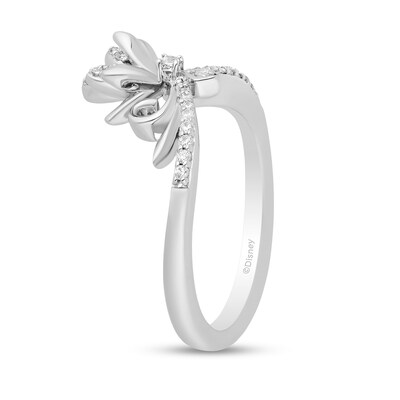 Enchanted Disney Elsa 0.145 CT. T.W. Diamond Flower Tiara Ring in Sterling Silver – Size 7