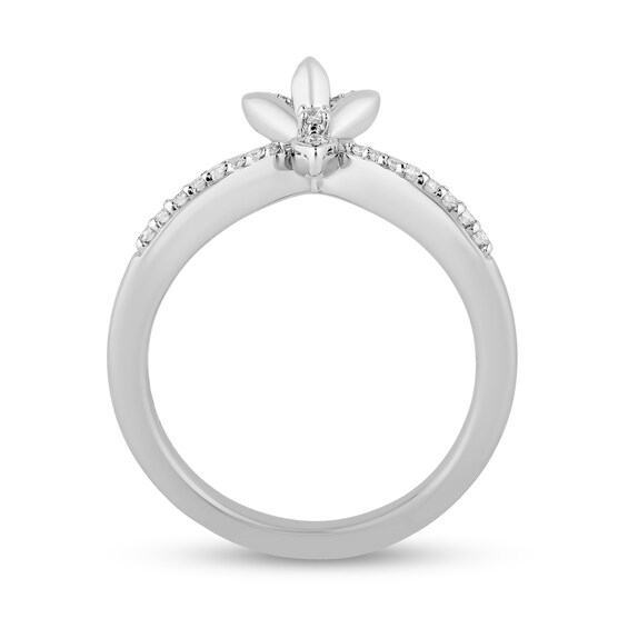 Enchanted Disney Elsa 0.145 CT. T.W. Diamond Flower Tiara Ring in Sterling Silver – Size 7