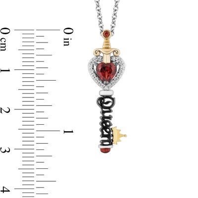 Enchanted Disney Villains Evil Queen Garnet and 0.085 CT. T.W. Diamond Key Pendant in Sterling Silver and 10K Gold- 19"
