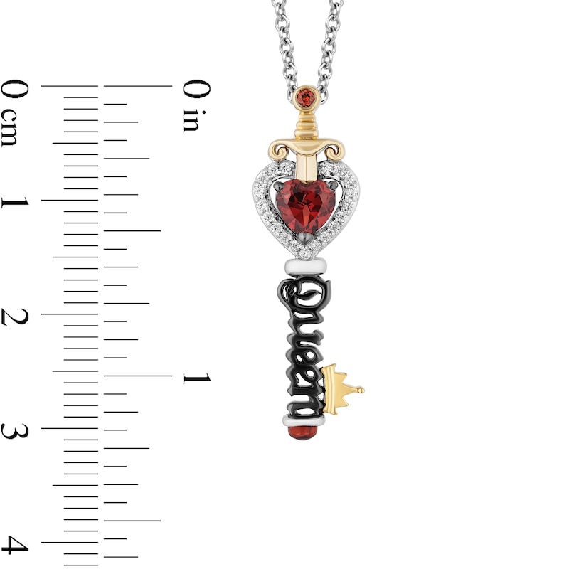 Main Image 3 of Enchanted Disney Villains Evil Queen Garnet and 0.085 CT. T.W. Diamond Key Pendant in Sterling Silver and 10K Gold- 19"