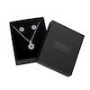 Blue and White Lab-Created Sapphire Sunburst Frame Pendant and Stud Earrings Set in 10K White Gold