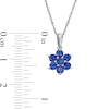 Blue Lab-Created Sapphire Flower Drop Pendant in 10K White Gold