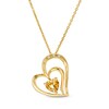 Thumbnail Image 1 of 6.0mm Citrine and White Lab-Created Sapphire Beaded Tilted Loop Double Heart Pendant in 10K Gold